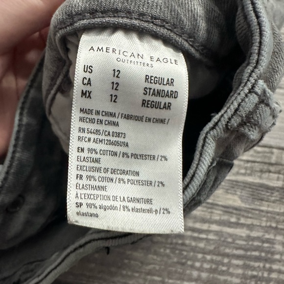American Eagles Women Size 12 Regular Gray Curvy Highest Rise Jegging Distressed - Picture 4 of 12
